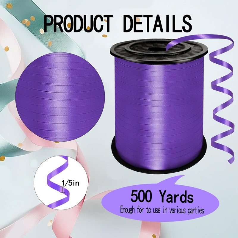 YCDMLJC 500 Yards Deep Purple Curling Ribbon,Ribbons for Crafts,1/5 Inch Ribbon,Balloon String, Party Decoration,Ribbons for Florist Flower Bows for Graduation Supplies ﻿ - Image 2